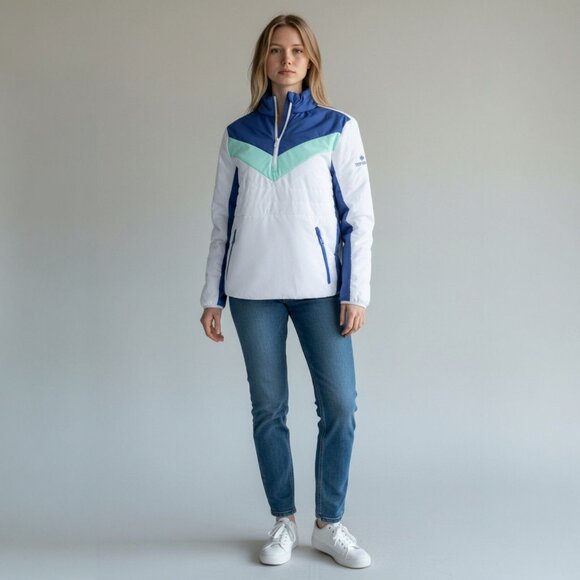 Ralph Lauren RLX women’s golf jacket in white and blue, size medium, brand new w - Picture 1 of 3